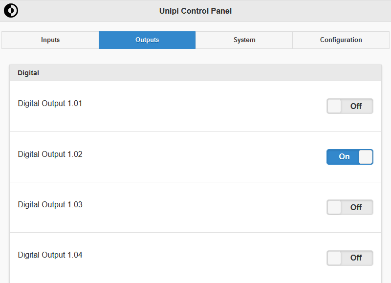 Evok-web interface