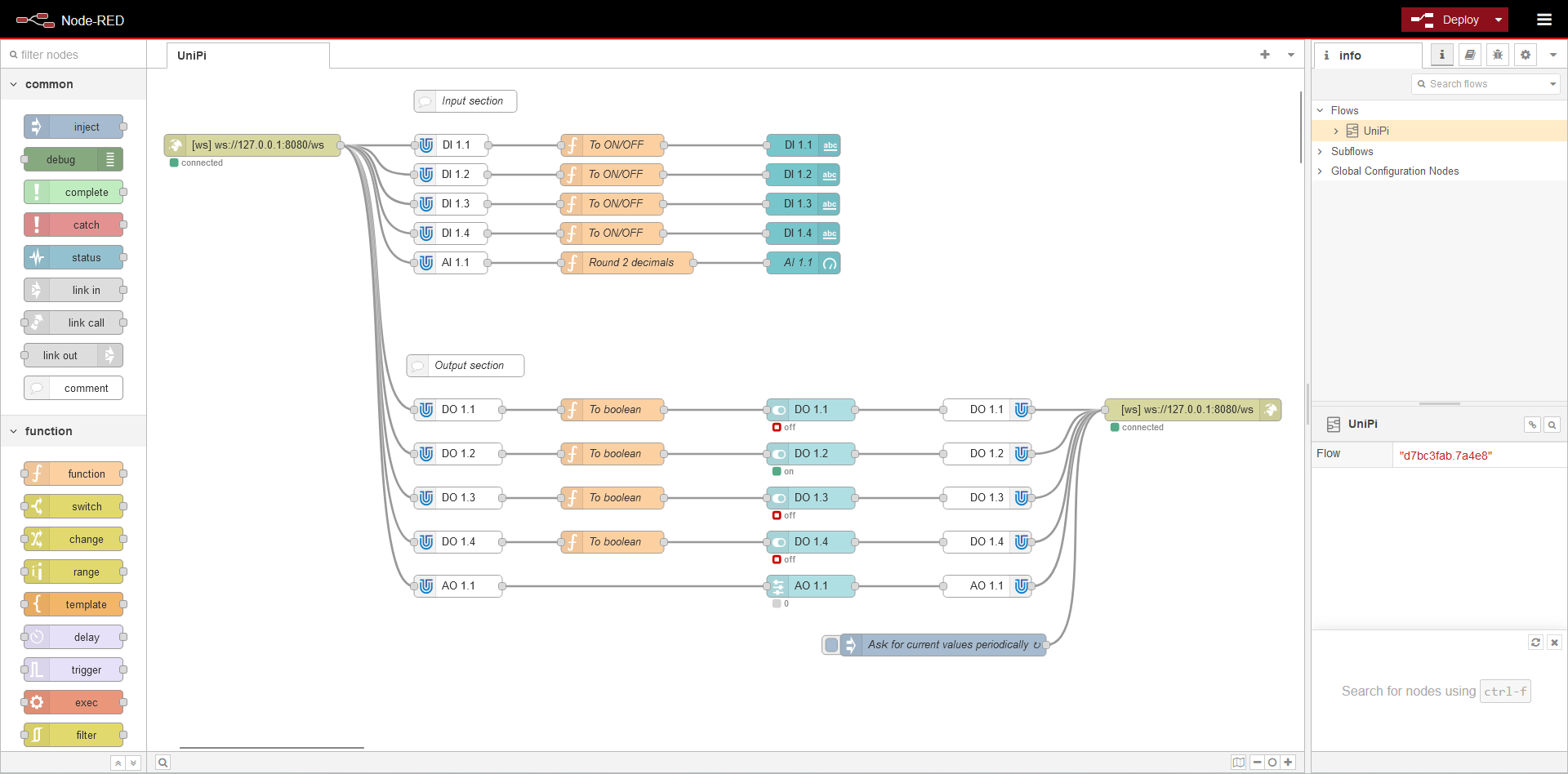 Node-RED interface